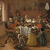 Het vrolijke huisgezin van Jan Steen: een familie aan tafel die zingt, drinkt en muziek maakt, met de kinderen erbij